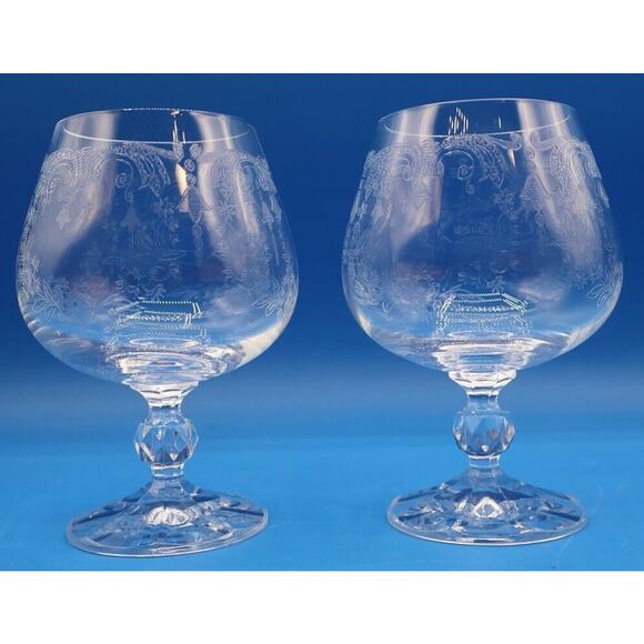 Bohemia Cascade Fine Lead Crystal Brandy Glasses 4.75'' - Set of 2 *Pre-Owned* - Picture 1 of 11